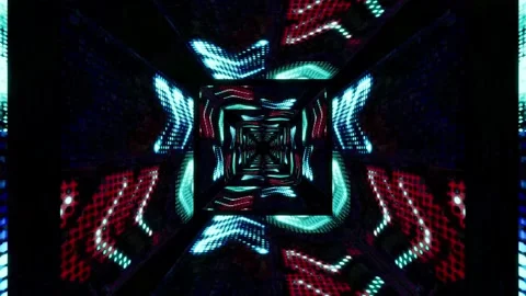 Digital arrows on black background. Small dots pattern overlay in tunnel Stock Footage 267740242