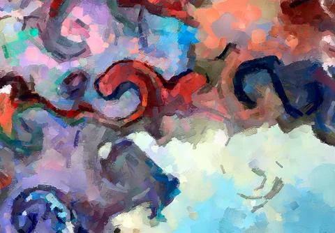 Digital art abstract pattern. Hand drawing modern style art print. Futuristic Stock Illustration