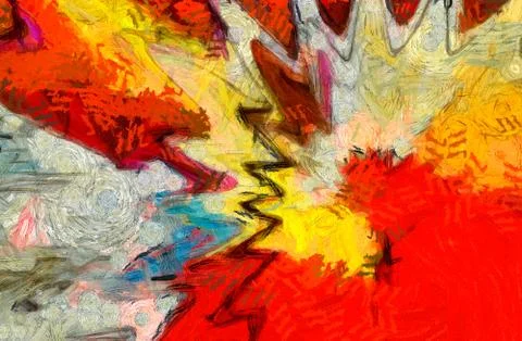 Digital art abstract pattern. Hand drawing modern style art print. Futuristic Stock Illustration