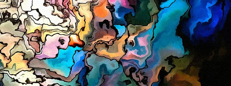 Digital art abstract pattern. Hand drawing modern style art print. Futuristic Stock Illustration