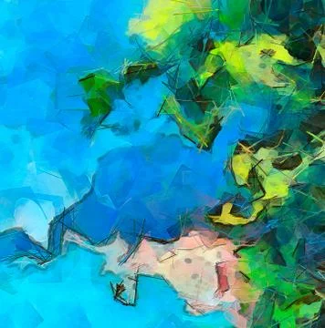 Digital art abstract pattern. Hand drawing modern style art print. Futuristic Stock Illustration