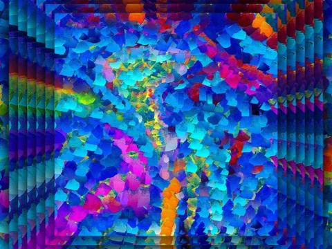 Digital art abstract pattern. Hand drawing modern style art print. Futuristic Stock Illustration