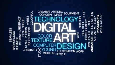 Digital art animated word cloud. Kinetic typography. Stock Footage 109134576