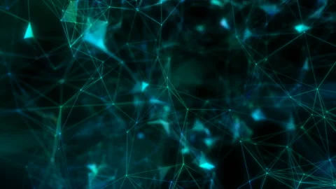 Digital art. Blue particles interact. Black background. Seamless loop. Stock Footage 109575814