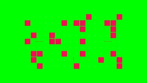 A digital art composition featuring red pixelated squares on green background Stock Footage 341839778