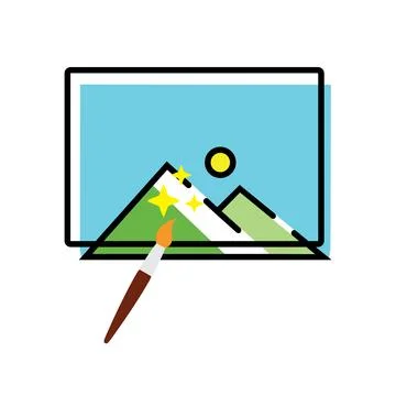 Digital Art Creation on Computer Screen with Paintbrush Vector Icon イラスト素材