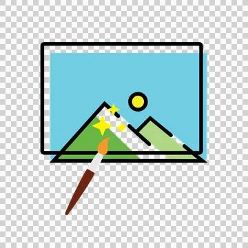 Digital Art Creation on Computer Screen with Paintbrush Vector Icon イラスト素材