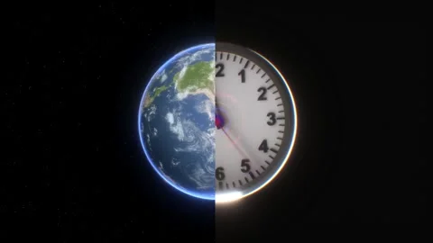 Digital Art Creative Combination of Earth and Clock in Space, Symbolizing T.. Stock Footage 314066272