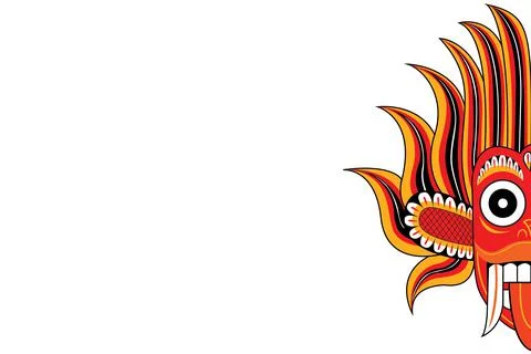 Digital art drawing of dancing devil mask srilanka half on white background Stock Illustration