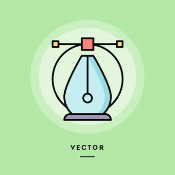 Digital art, flat design thin line banner. Vector illustration. Illustrazione stock