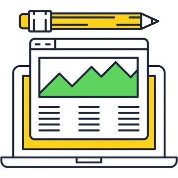 Digital art icon visual editor on vector laptop Stock Illustration