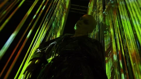 Digital art installation with a man from the future Video stock 171234860