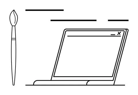 Digital Art Interface Bridging Traditional and Modern Creative Tools Stock Illustration