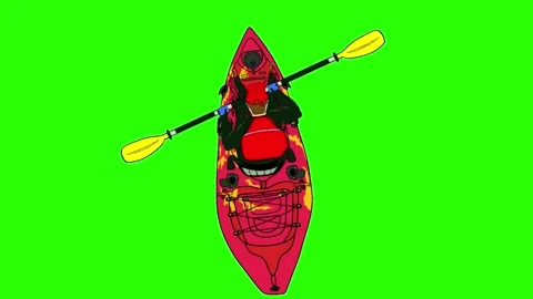 Digital Art Man Kayaking Stock Footage 236421053