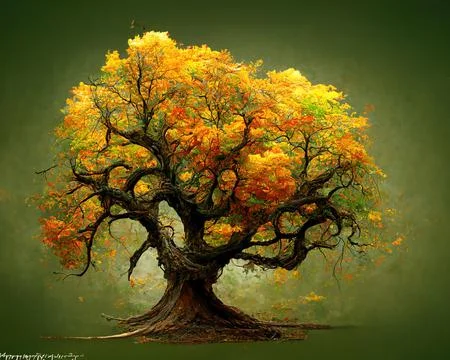 Digital art of old big tree with amazing branches, 3d illustration Stock Illustration
