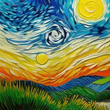 Digital art painted in style of Van Gogh painting style. Stock Illustration