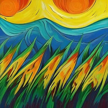 Digital art painted in style of Van Gogh painting style. Stock Illustration