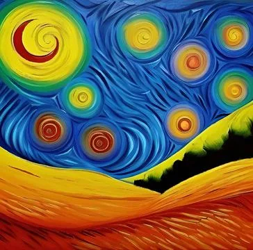 Digital art painted in style of Van Gogh painting style. Stock Illustration