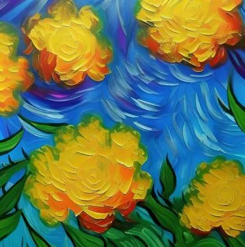 Digital art painted in style of Van Gogh painting style. Stock Illustration