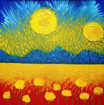 Digital art painted in style of Van Gogh painting style. Stock Illustration
