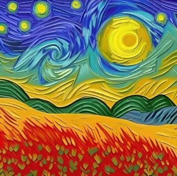 Digital art painted in style of Van Gogh painting style. Stock Illustration