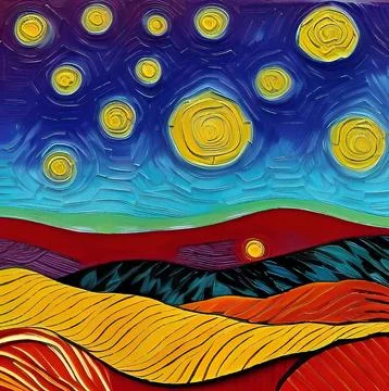 Digital art painted in style of Van Gogh painting style. Stock Illustration