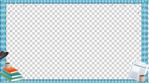 Digital art showing teal panel framing reading motifs, transparent background, Stock Illustration