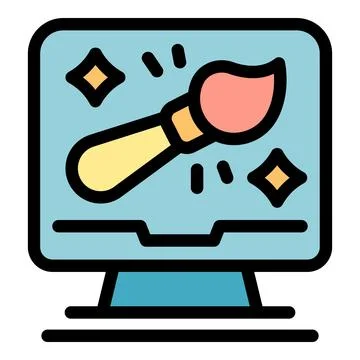 Digital art software creating sparkling masterpiece on computer screen 스톡 일러스트