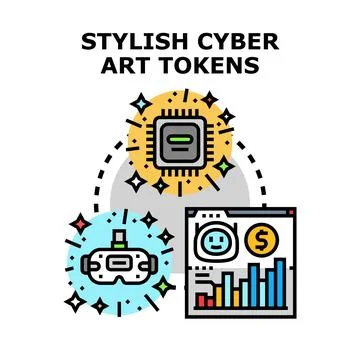 Digital art tokens exploring virtual reality technology 스톡 일러스트