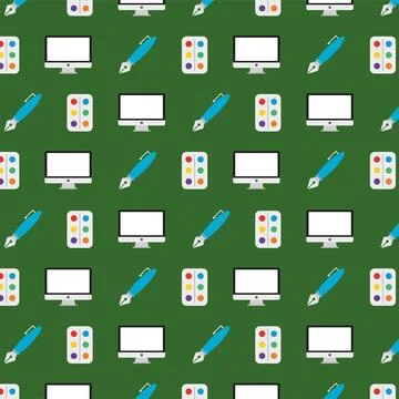 Digital art tools pattern. Vector Stock Illustration