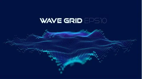 Digital art wave particles grid for design. Dynamic wave flow. Abstract 3d ar イラスト素材