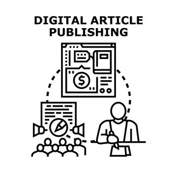 Digital article publishing creating engaging shared content Stock Illustration