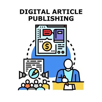 Digital article publishing creating engaging shared content 스톡 일러스트