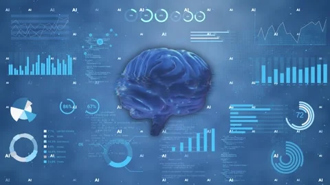 Digital artificial intelligence AI , data analytics, machine learning. data visu Video stock 311873508