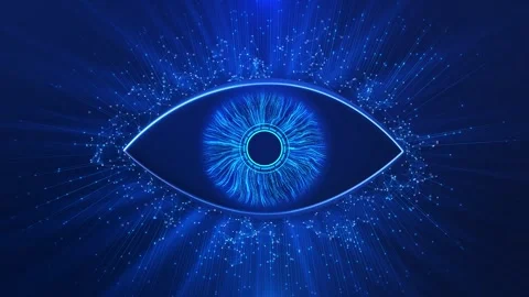 Digital Artificial Intelligence Binary Digital Eye Technology Cyber eye. Hud Stock Footage 333968267