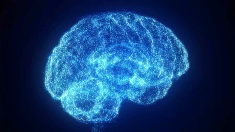 Digital Artificial Intelligence brain forms and grows in cloud of binary data Stock Footage 91822852