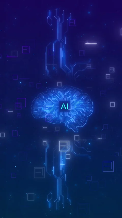 Digital Artificial Intelligence Brain Visual Stock Footage 333854711