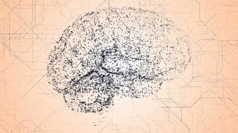 Digital Artificial Intelligence dark blue brain apperas in binary data scan Stock Footage 96030984