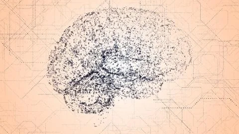 Digital Artificial Intelligence dark blue brain apperas in binary data scan Stock Illustration