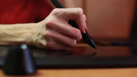 Digital artist work with graphic tablet Stock Footage 100187869