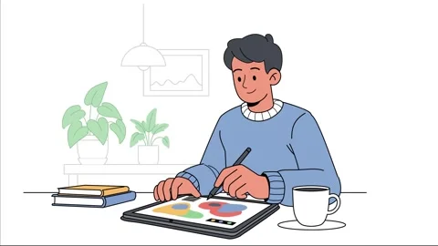 Digital Artist Working on a Creative Project Stock Footage 319024692