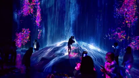 Digital Arts being exhibited at TeamLab Borderless Tokyo Stock Footage 185097389
