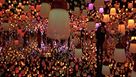 Digital Arts being exhibited at TeamLab Borderless Tokyo Stock Footage 185098008