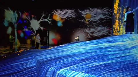 Digital Arts being exhibited at TeamLab Borderless Tokyo Stock Footage 185098331