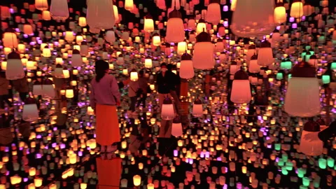 Digital Arts being exhibited at TeamLab Borderless Tokyo Stock Footage 185098480