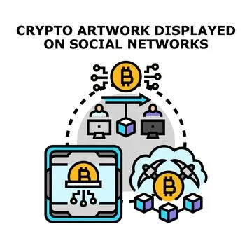 Digital artwork asset creating and sharing concept Stock Illustration