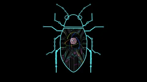 Digital Artwork of a High-Tech Insect with Futuristic Design and Vibrant El.. Stock Footage 332700260