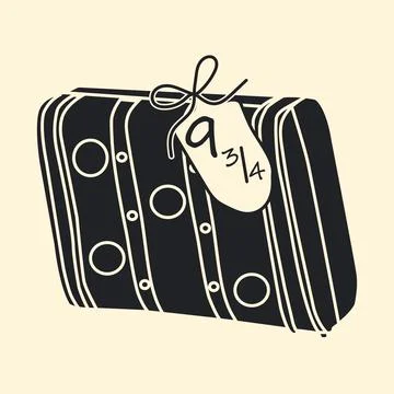 A Digital Artwork vector of an Old Retro Suitcase with tag Illustrazione stock