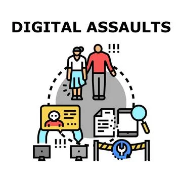 Digital assaults threatening personal data security concept Stock Illustration