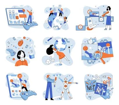 Digital asset. Digital assets play crucial role in economic ecosystem, fueling Stock Illustration